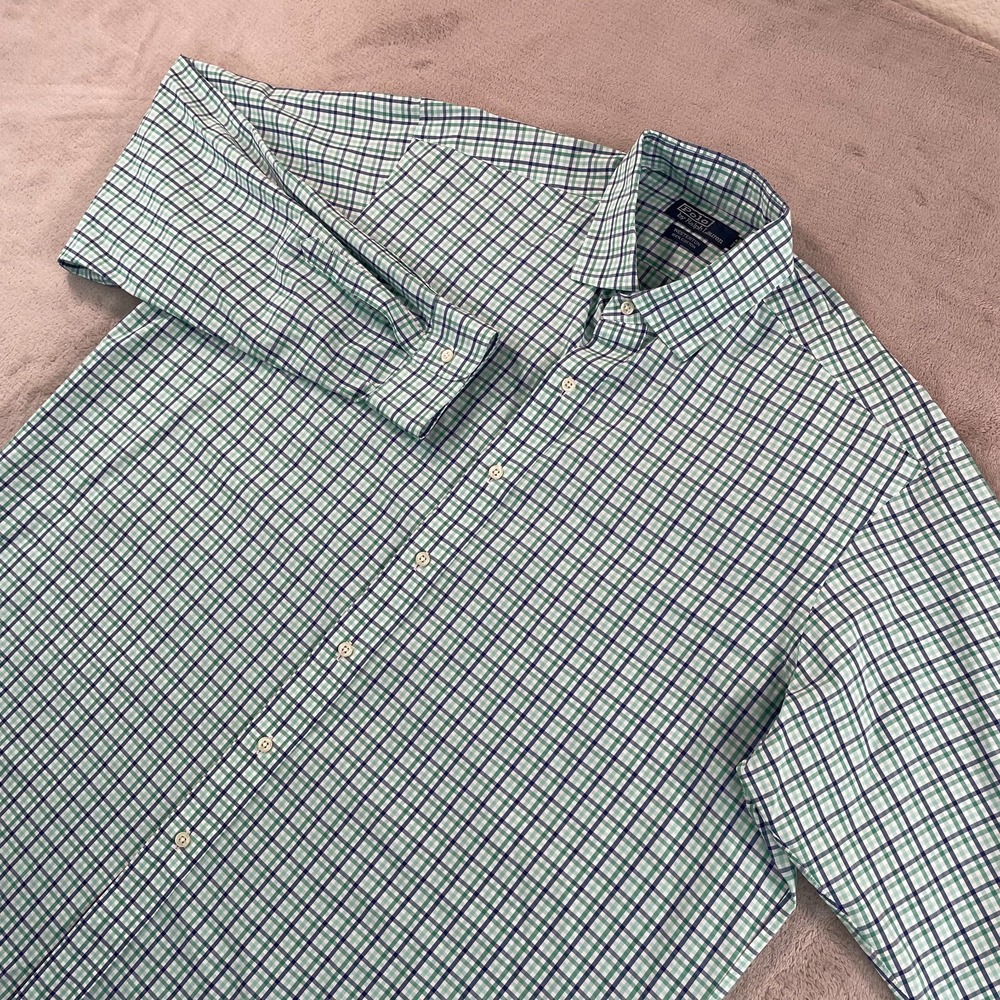 Vintage Polo Ralph Lauren Westerton Shirt Men XL Green Blue Plaid Preppy Office